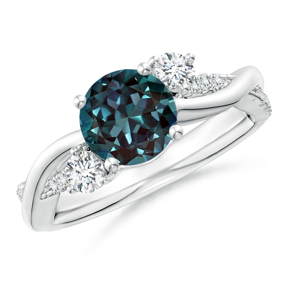 Nature Inspired Lab-Grown Alexandrite & Diamond Twisted Vine Ring