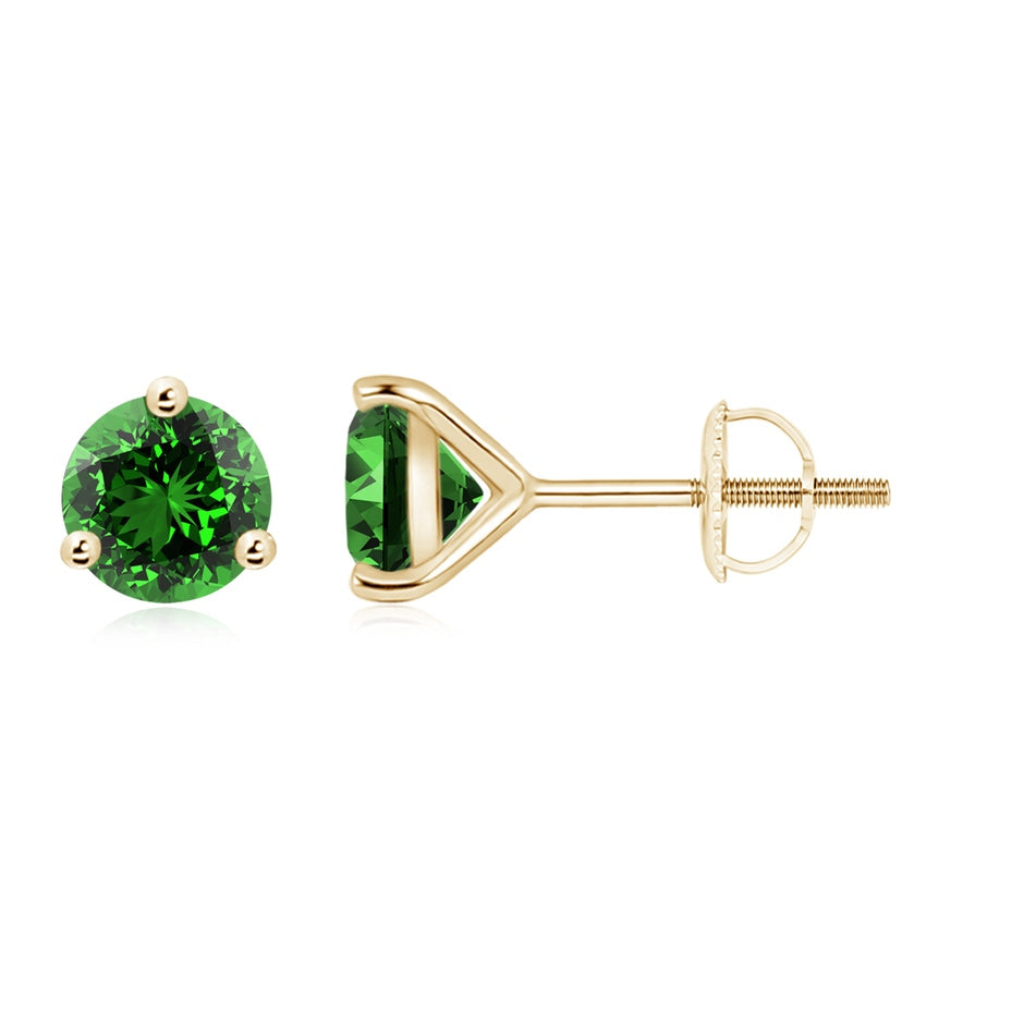 Lab-Grown Martini-Set Round Emerald Stud Earrings