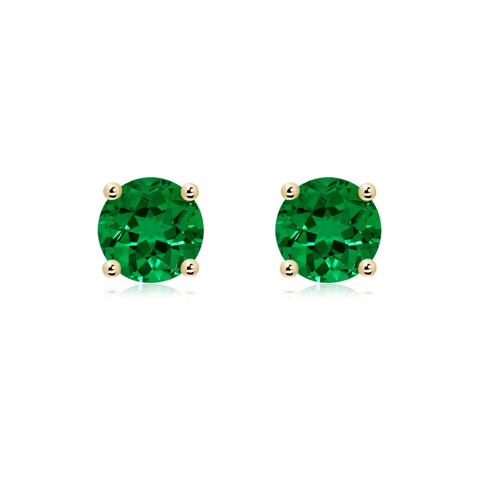 Lab-Grown Round Emerald Stud Earrings