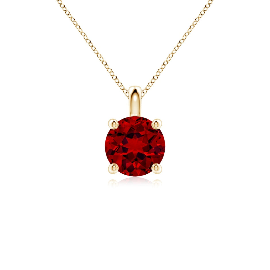 Lab-Grown Solitaire Round Ruby Classic Pendant