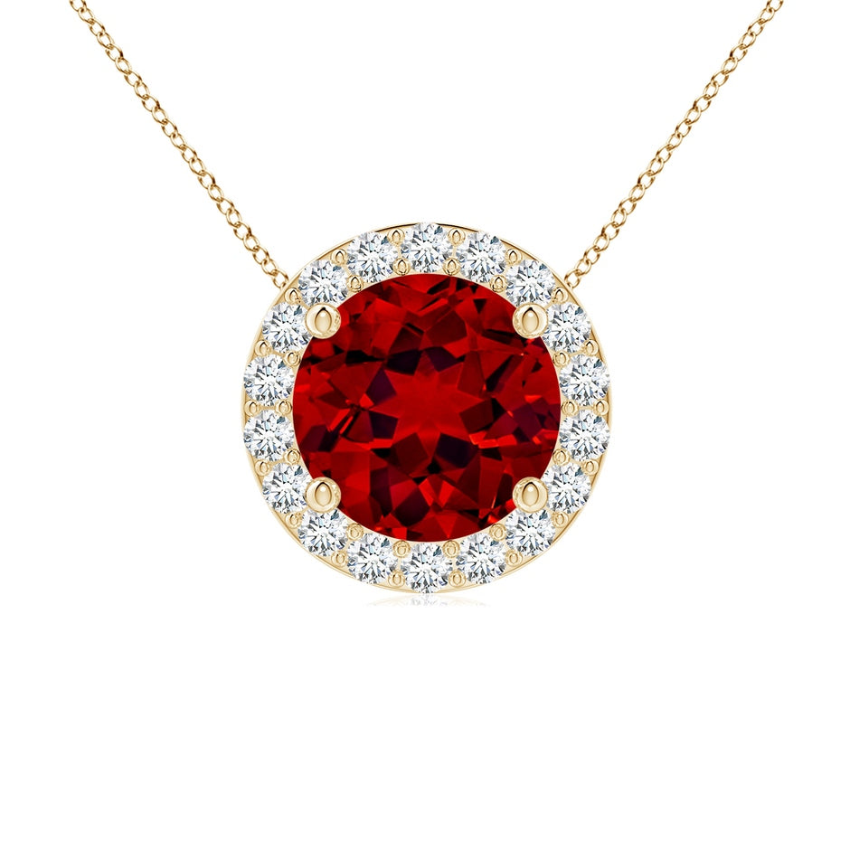 Vintage Inspired Round Lab-Grown Ruby Halo Pendant