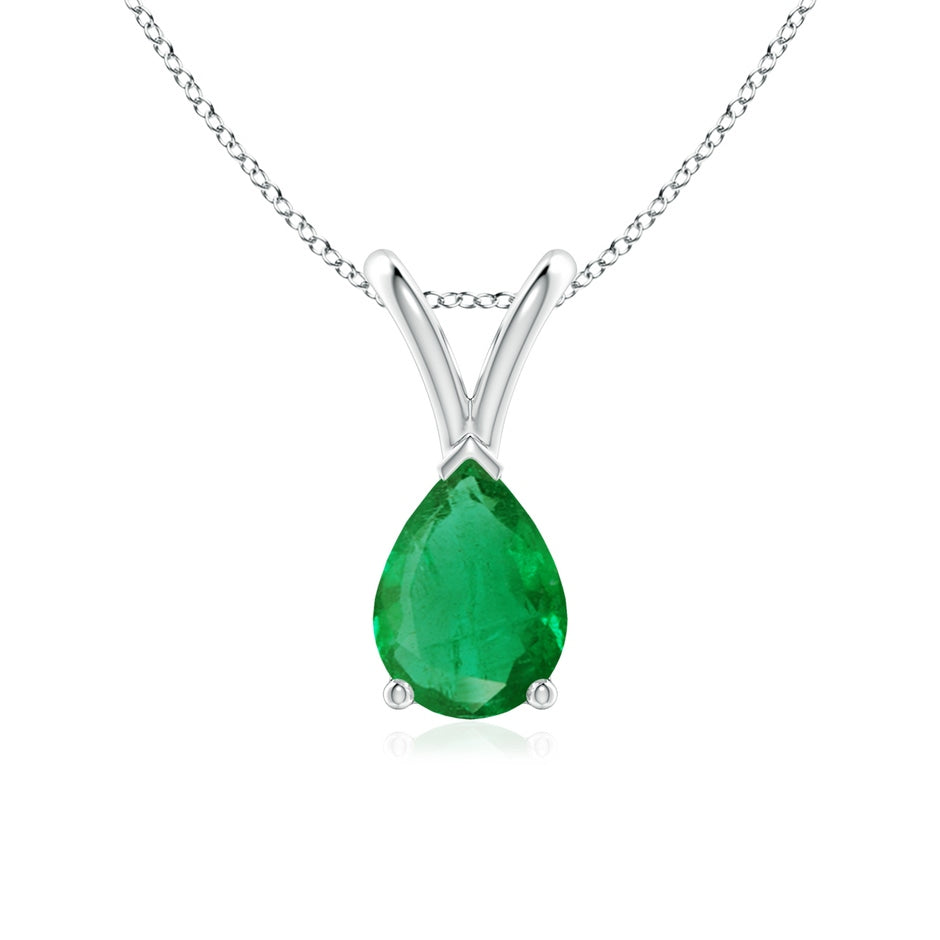 V-Bale Pear-Shaped Emerald Solitaire Pendant