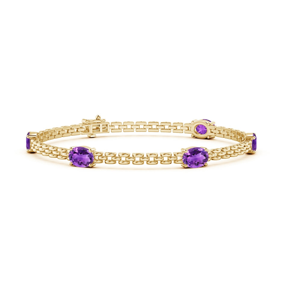 Five Stone Oval Amethyst Station Link Bracelet