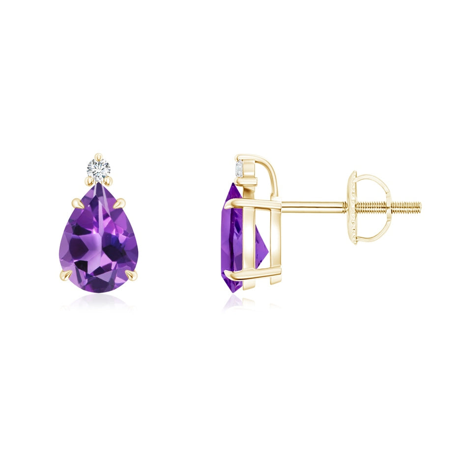 Classic Claw-Set Pear Amethyst Solitaire Stud Earrings