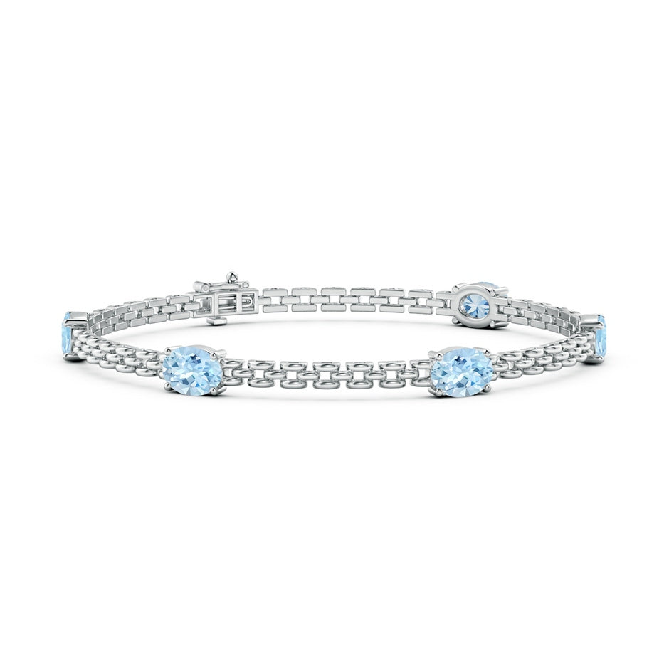 Five Stone Oval Aquamarine Station Link Bracelet