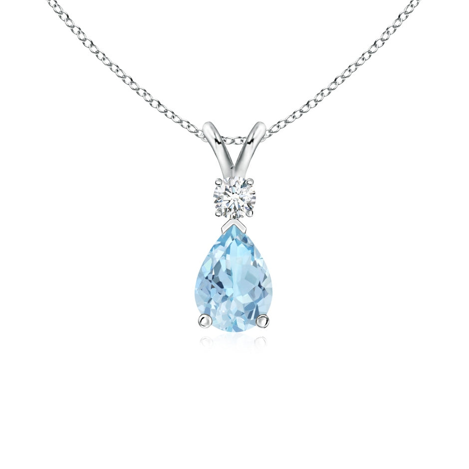 Aquamarine Teardrop Pendant with Diamond