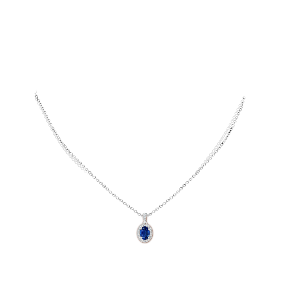 Vintage Style Oval Sapphire Pendant with Diamond Halo