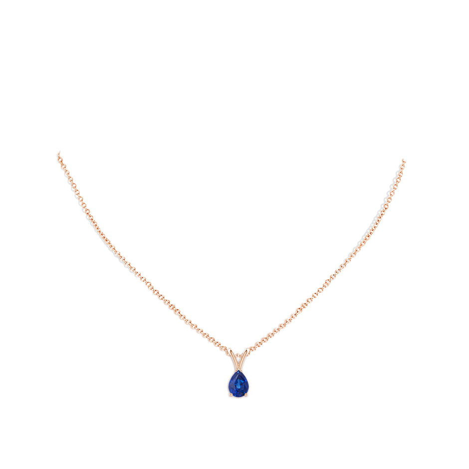 V-Bale Pear-Shaped Blue Sapphire Solitaire Pendant