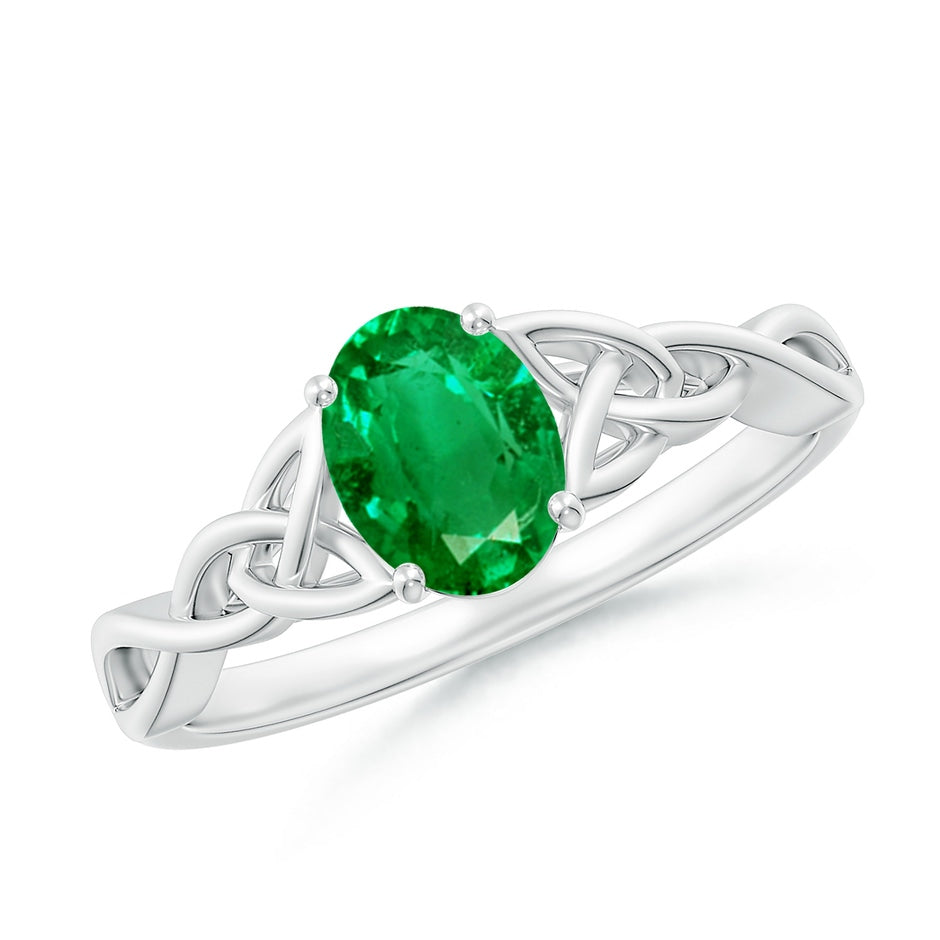 Oval Emerald Celtic Knot Engagement Ring