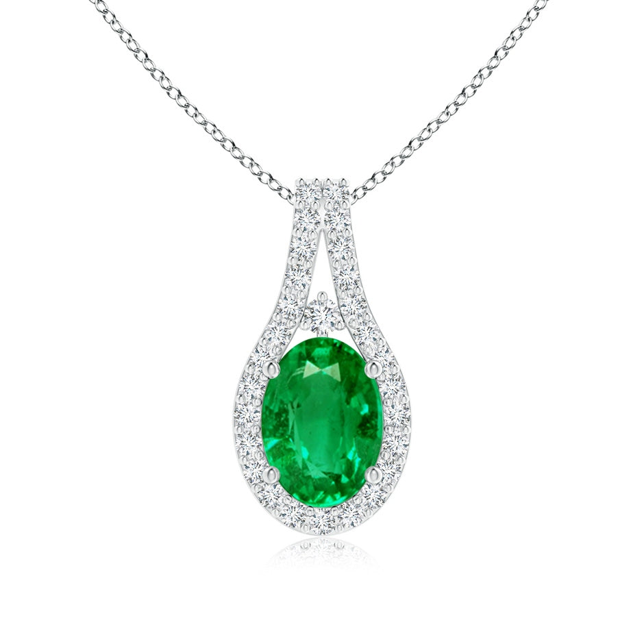 Classic Emerald and Diamond Halo Pendant