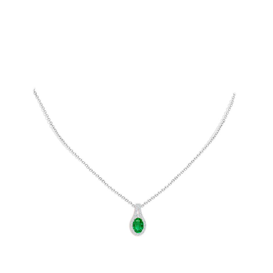 Classic Emerald and Diamond Halo Pendant