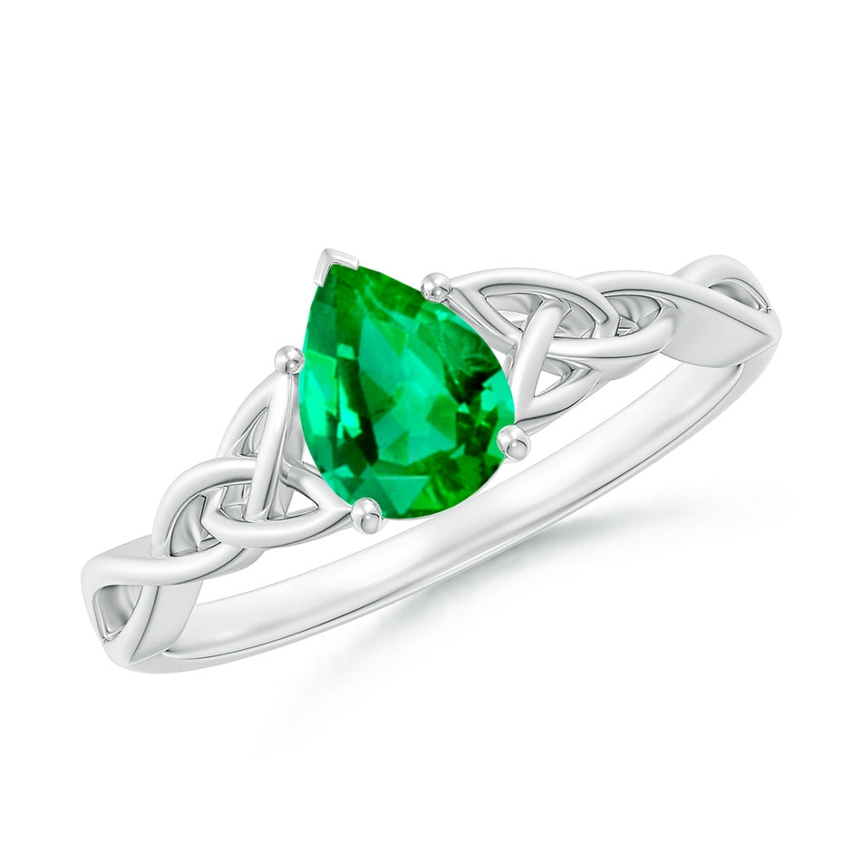 Pear-Shaped Emerald Celtic Knot Engagement Ring