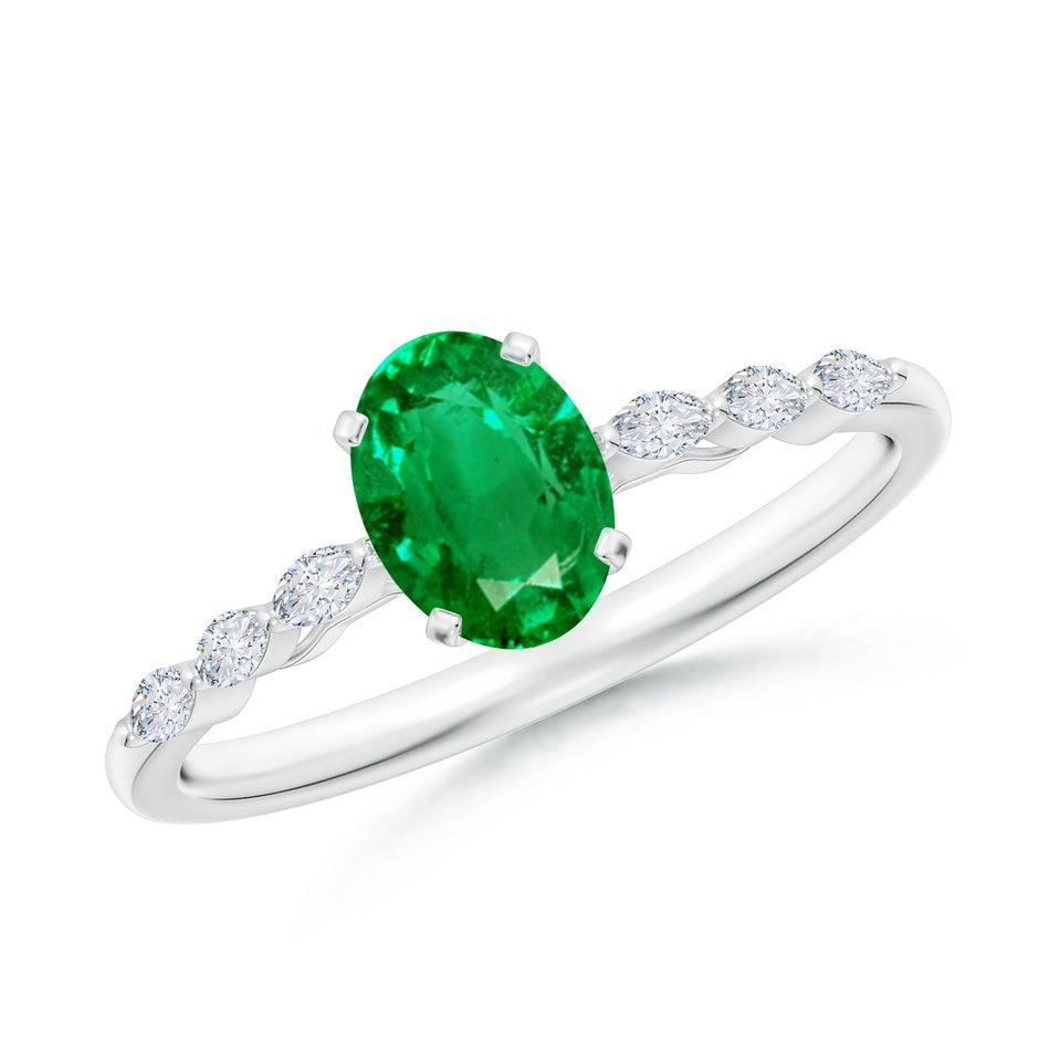 Oval Emerald Engagement Ring with Marquise Diamonds