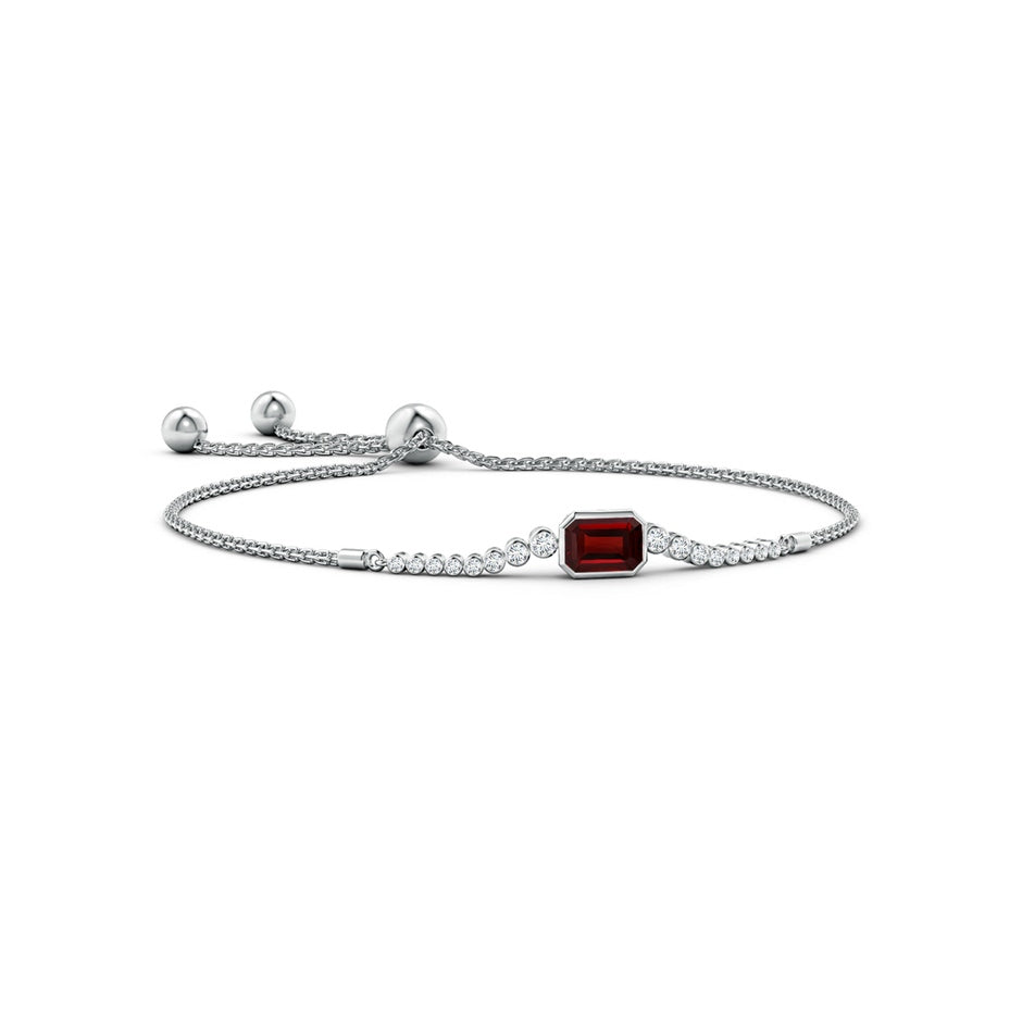 East West Bezel-Set Emerald-Cut Garnet Bolo Bracelet