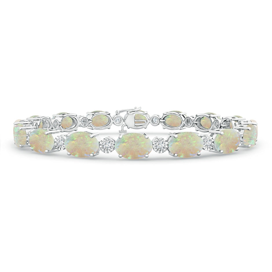 Oval Opal Stackable Bracelet with Illusion Diamonds