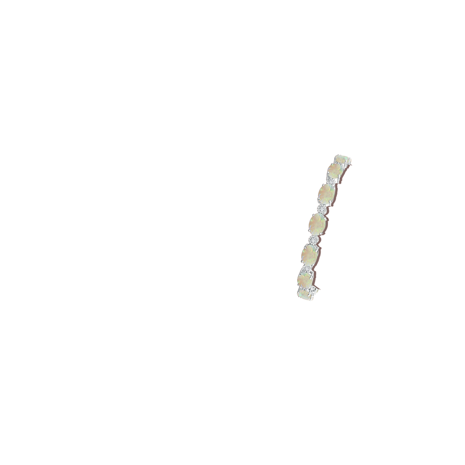 Oval Opal Stackable Bracelet with Illusion Diamonds