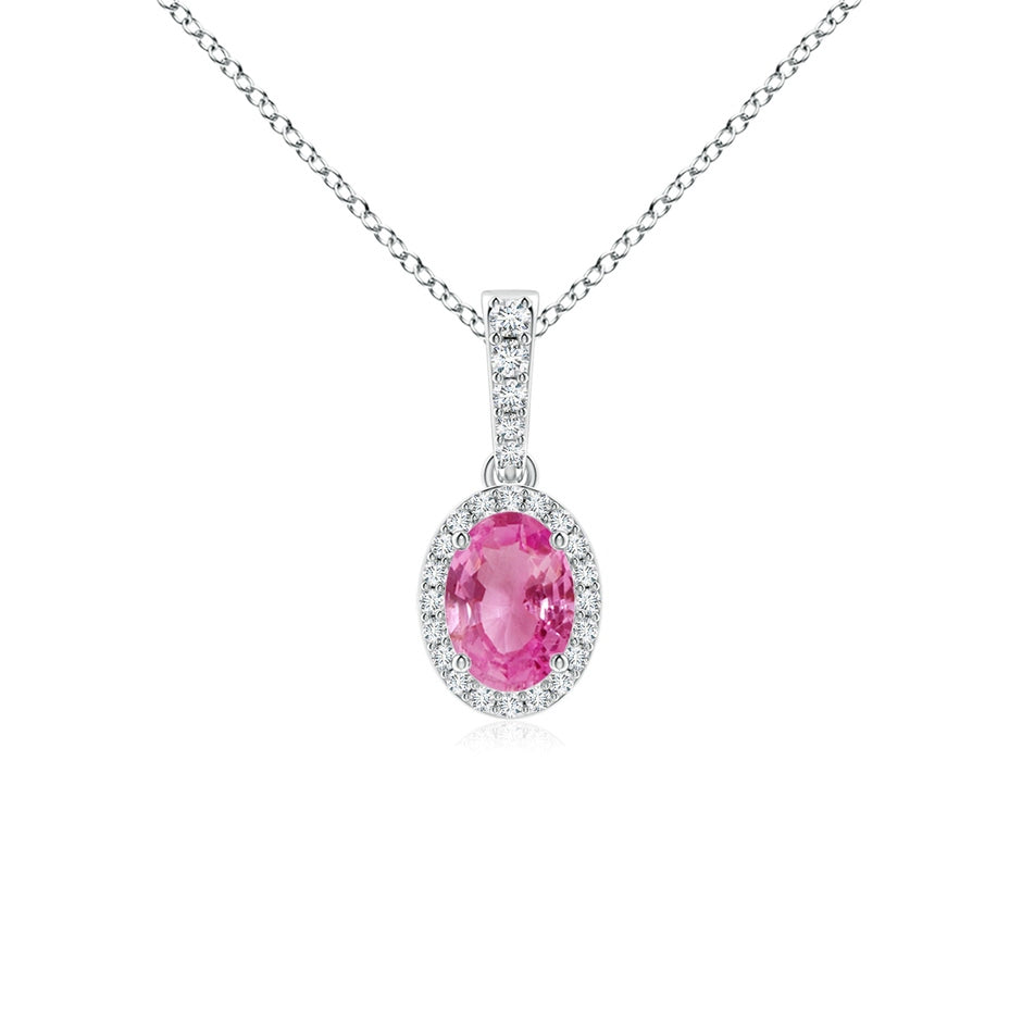 Vintage Style Oval Pink Sapphire Halo Pendant