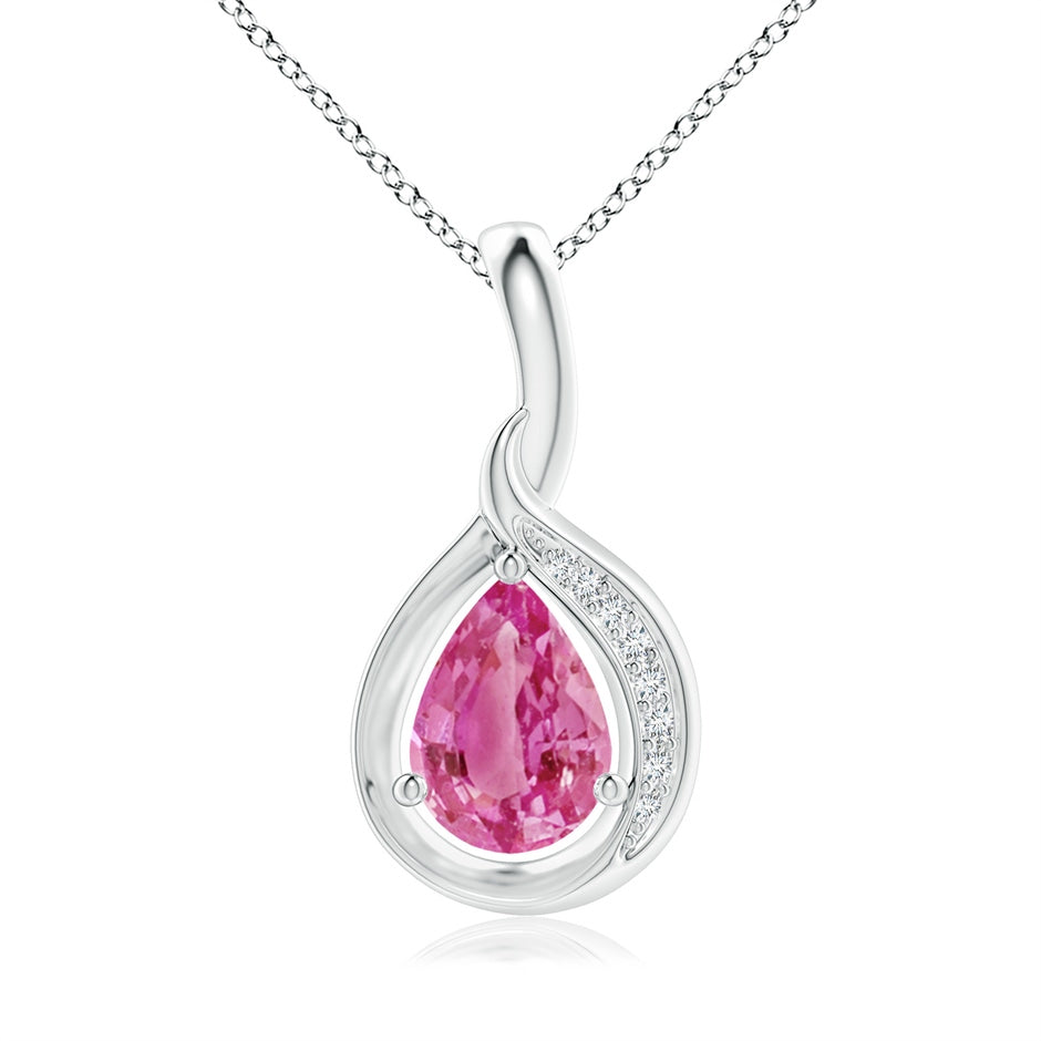 Pear-Shaped Pink Sapphire and Diamond Loop Pendant