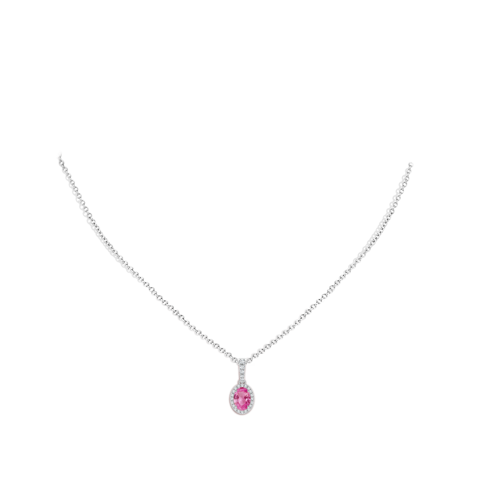 Vintage Style Oval Pink Sapphire Halo Pendant