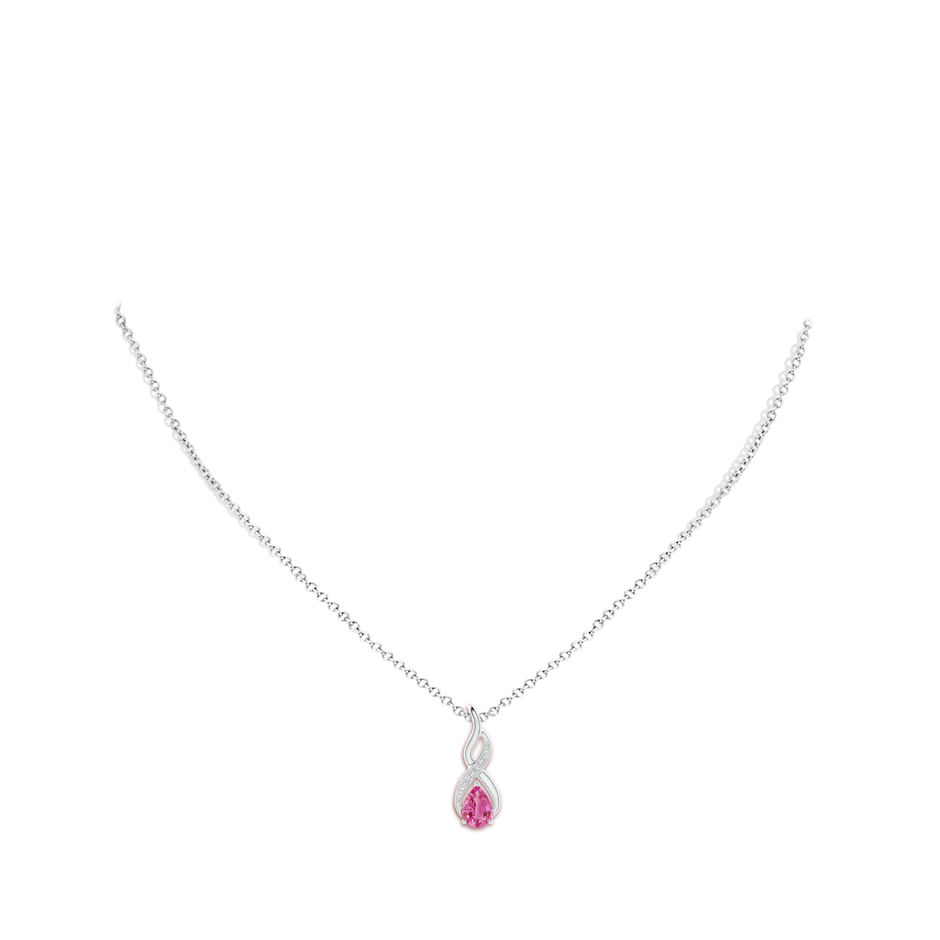 Pink Sapphire Infinity Swirl Pendant with Diamonds
