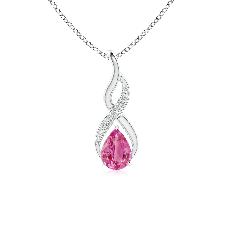Pink Sapphire Infinity Swirl Pendant with Diamonds