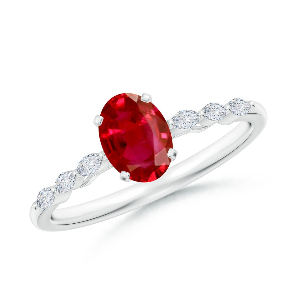 Oval Ruby Engagement Ring with Marquise Diamonds