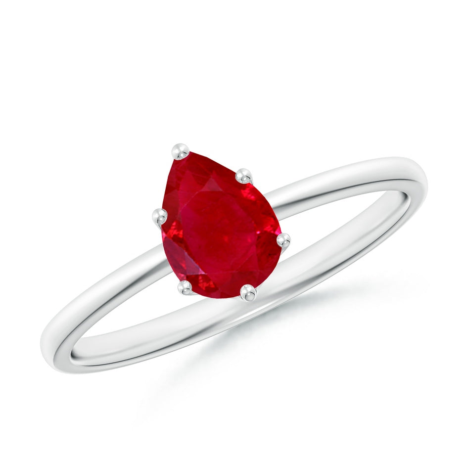 Pear-Shaped Ruby Solitaire Classic Engagement Ring