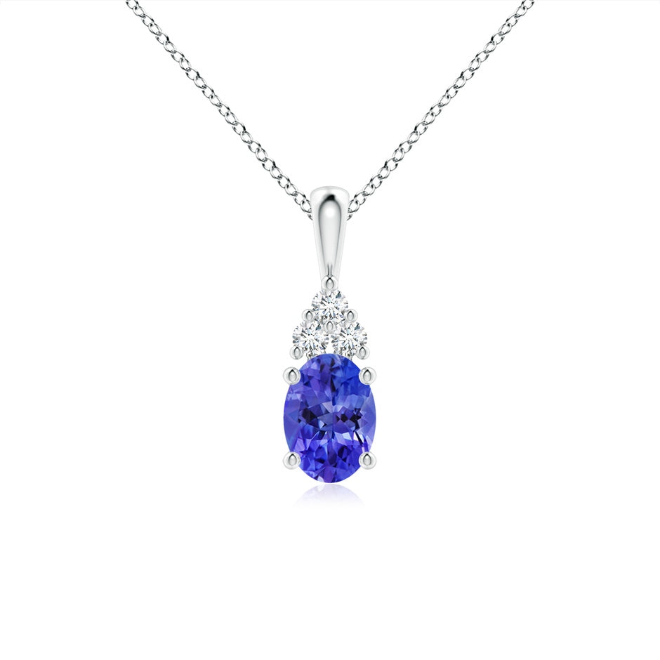 Oval Tanzanite Solitaire Pendant with Trio Diamond