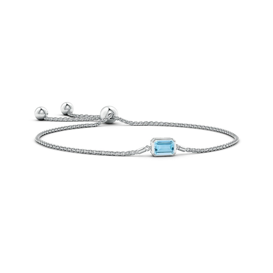 Horizontally Set Emerald-Cut Aquamarine Bolo Bracelet
