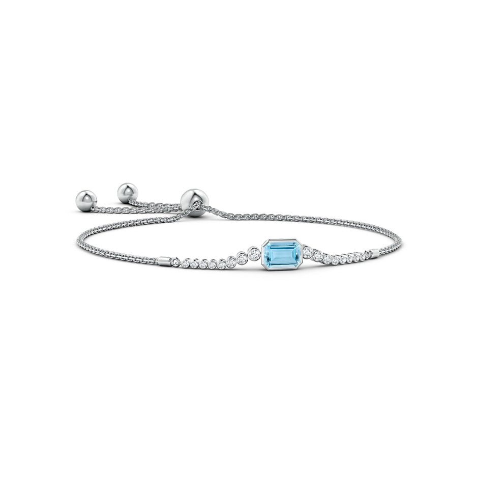 East West Bezel-Set Emerald-Cut Aquamarine Bolo Bracelet