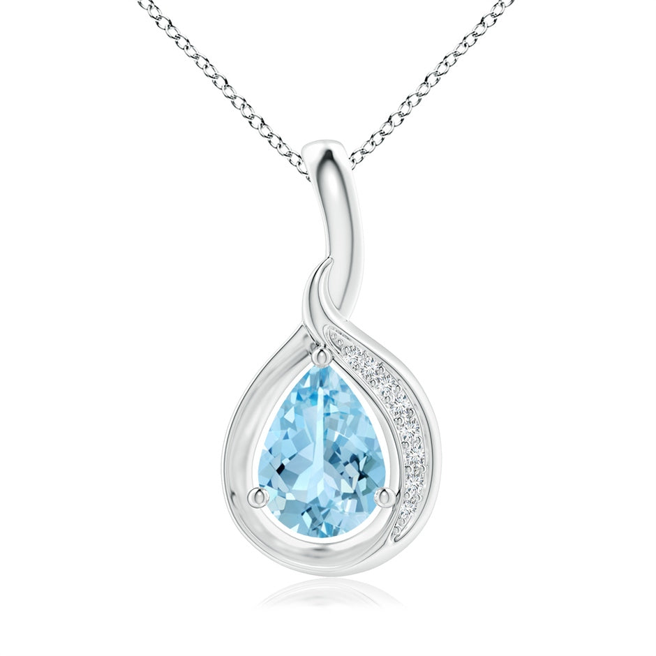 Pear-Shaped Aquamarine and Diamond Loop Pendant