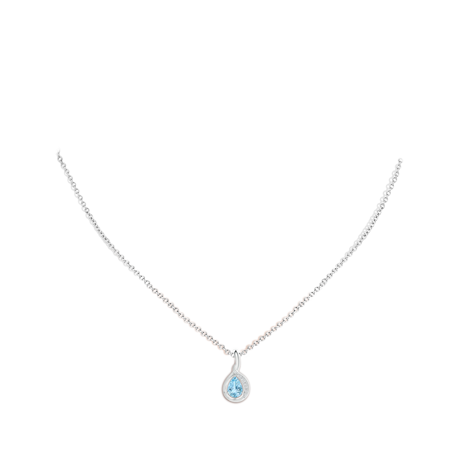 Pear-Shaped Aquamarine and Diamond Loop Pendant