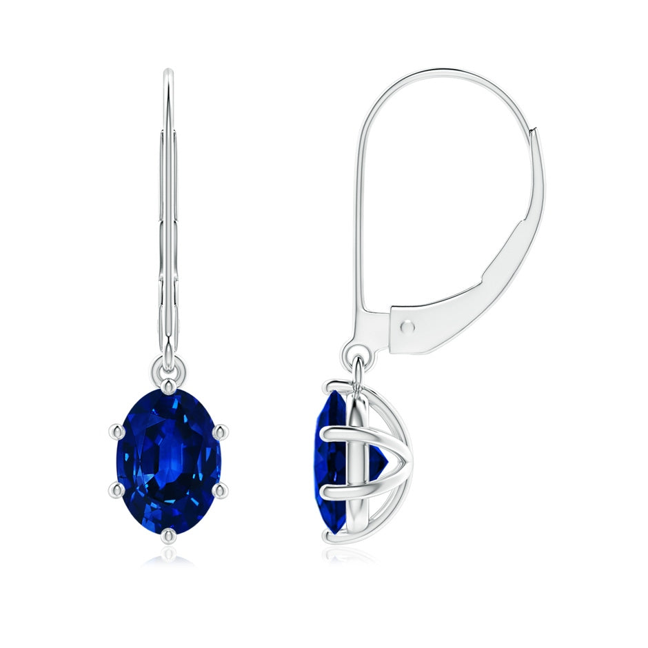 Lab-Grown Oval Sapphire Leverback Drop Earrings