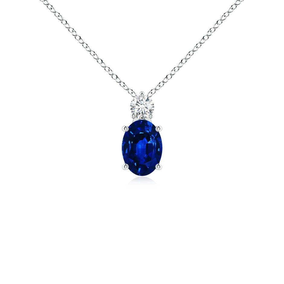 Oval Sapphire Solitaire Pendant with Diamond