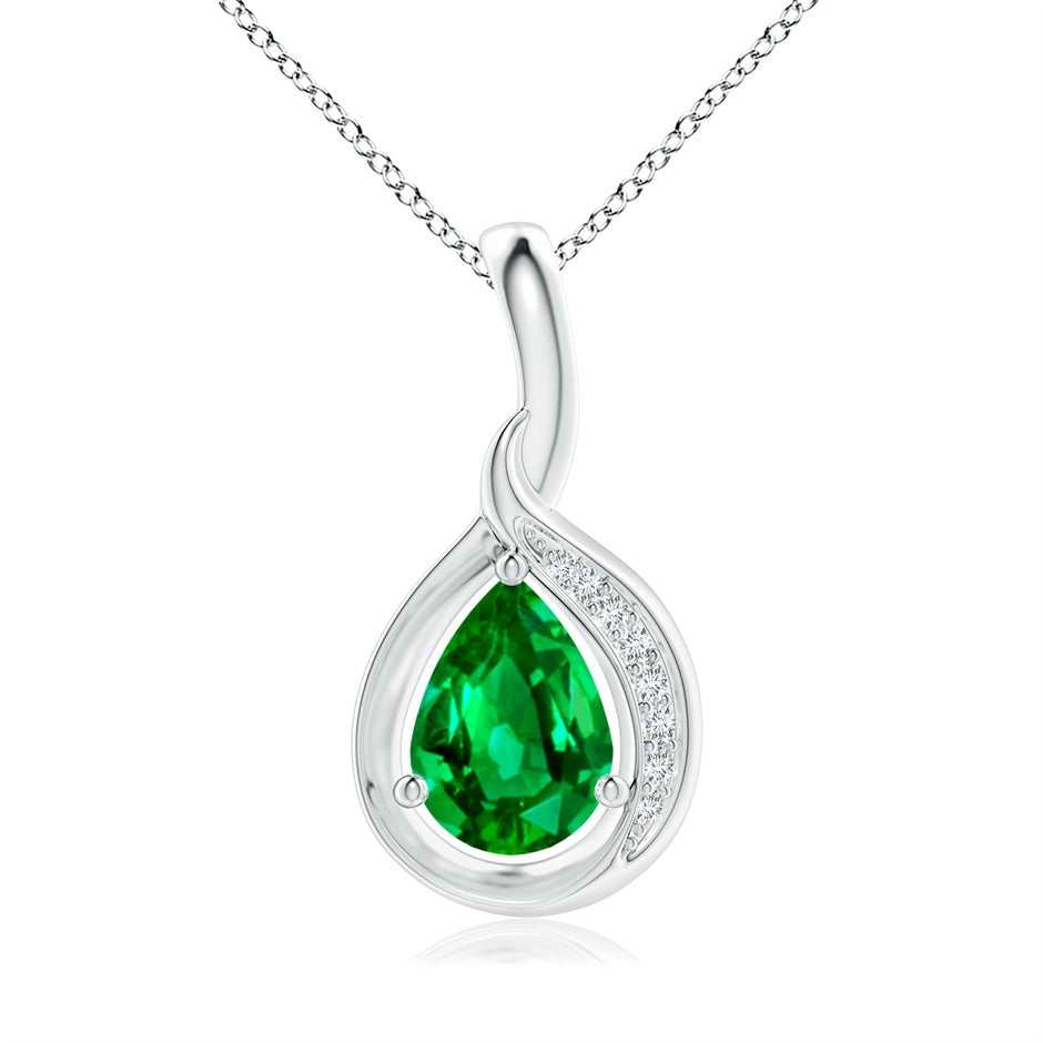Pear-Shaped Emerald and Diamond Loop Pendant