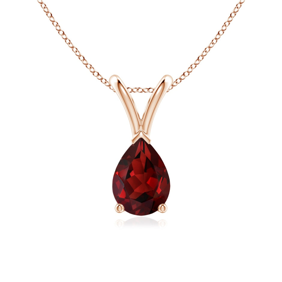 V-Bale Pear-Shaped Garnet Solitaire Pendant
