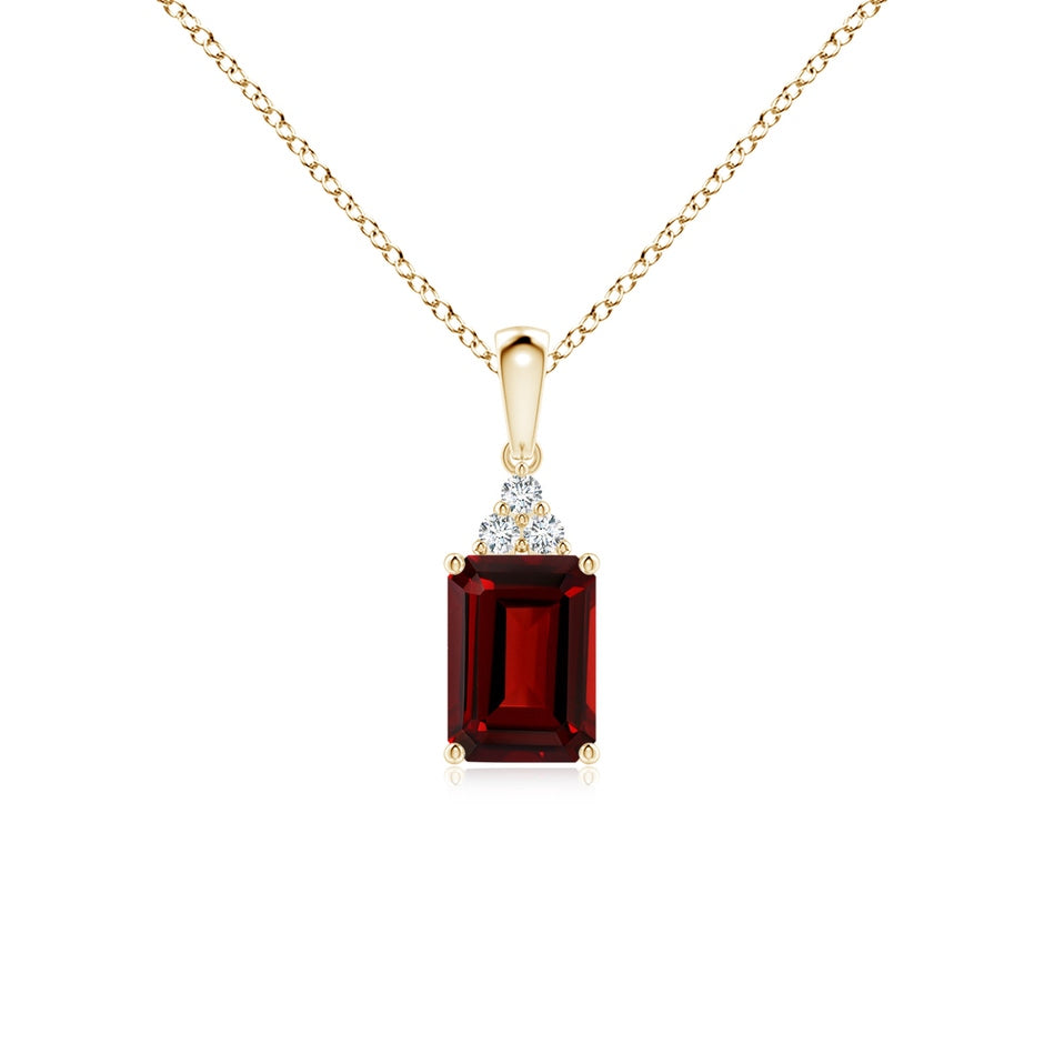 Emerald-Cut Garnet Pendant with Diamond Trio