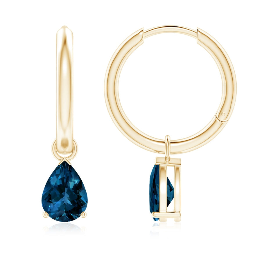 Pear-Shaped London Blue Topaz Hinged Hoop Drop Earrings