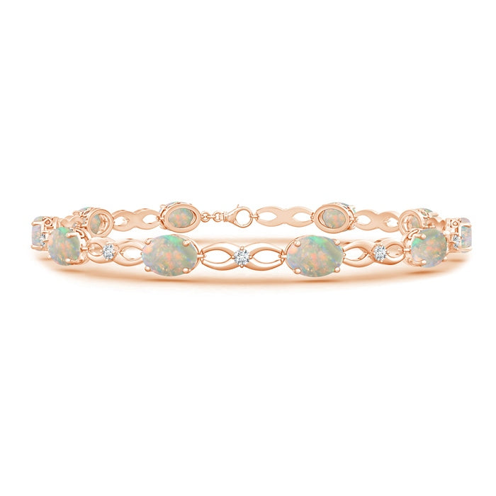 Oval Opal and Diamond Infinity Link Bracelet