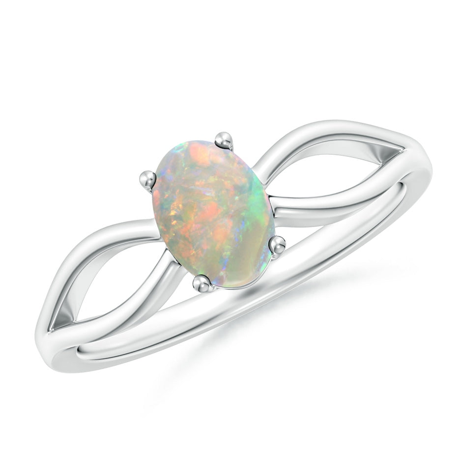 Prong-Set Solitaire Opal Split Shank Ring