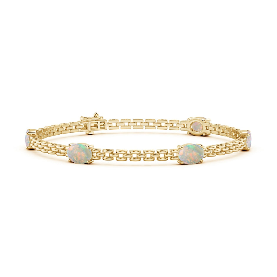 Five Stone Oval Opal Station Link Bracelet