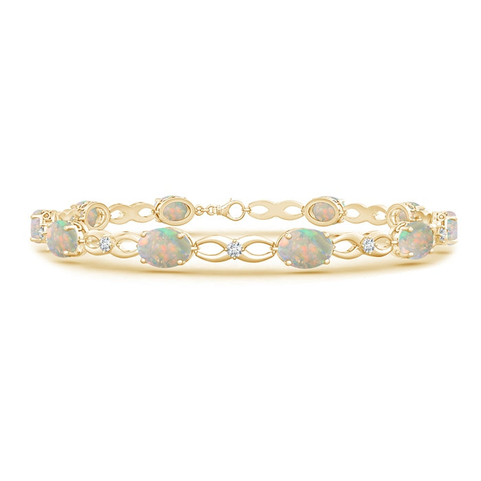 Oval Opal and Diamond Infinity Link Bracelet