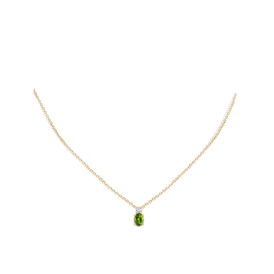 Oval Peridot Solitaire Pendant with Diamond