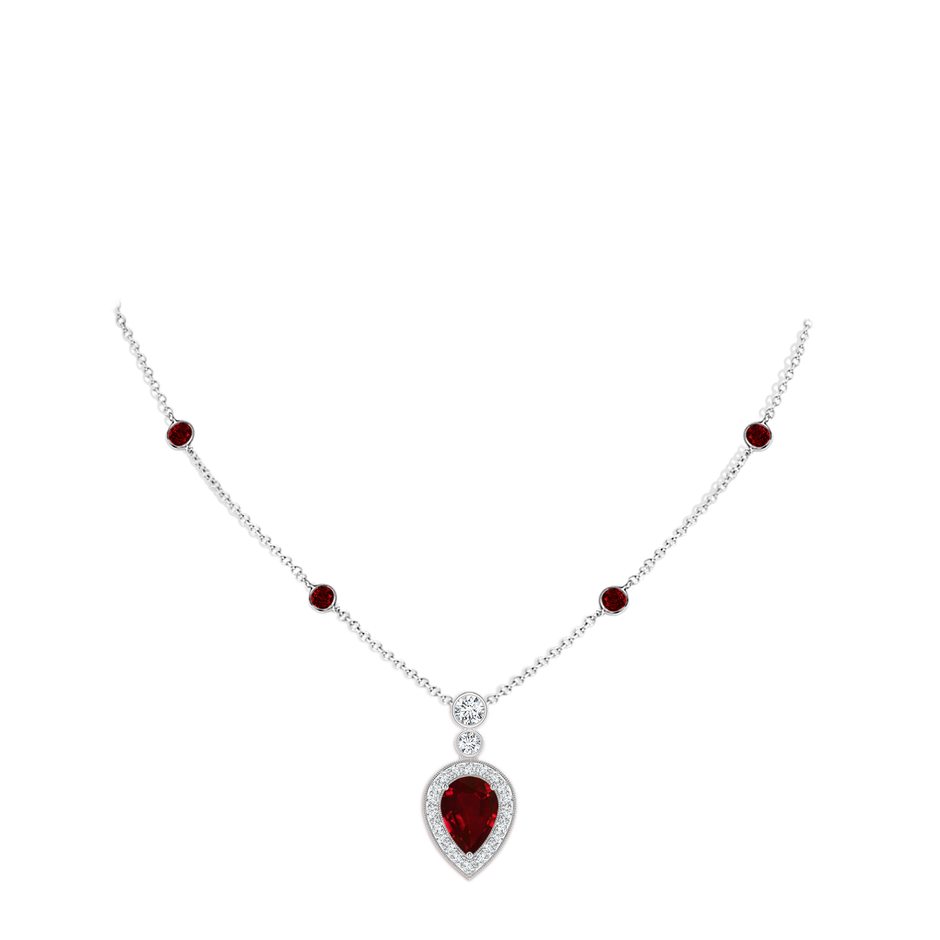 Inverted Pear Ruby Necklace with Diamonds