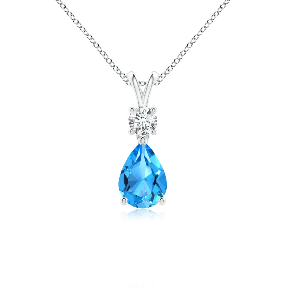 Pear-Shaped Swiss Blue Topaz V-Bale Pendant