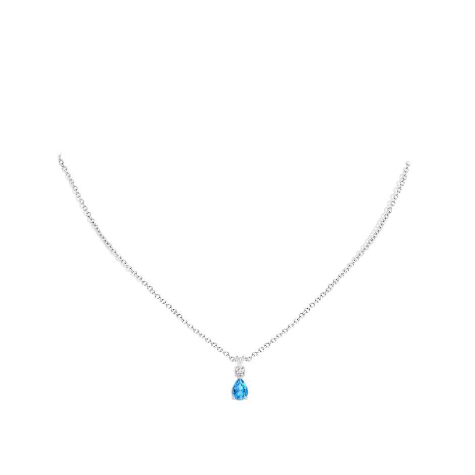 Pear-Shaped Swiss Blue Topaz V-Bale Pendant