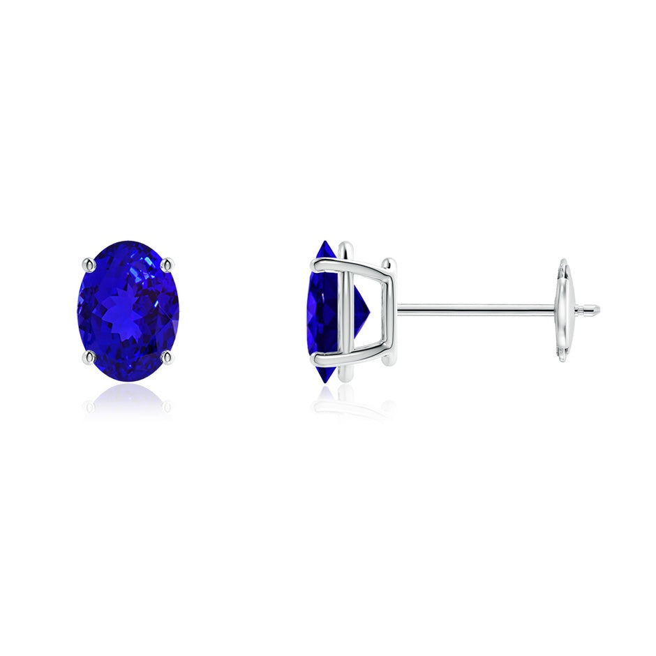 Prong-Set Oval Solitaire Tanzanite Stud Earrings