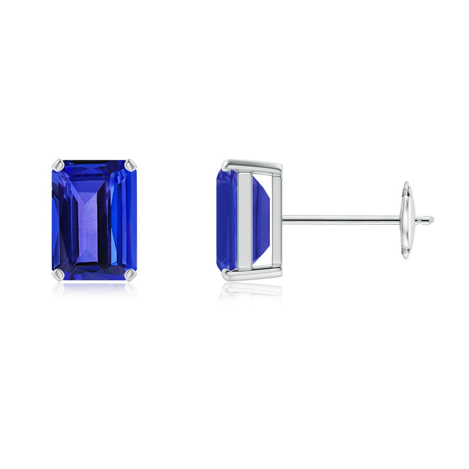 Prong-Set Emerald-Cut Tanzanite Solitaire Stud Earrings