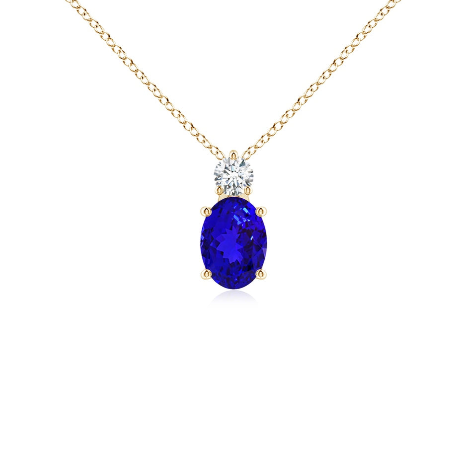 Oval Tanzanite Solitaire Pendant with Diamond