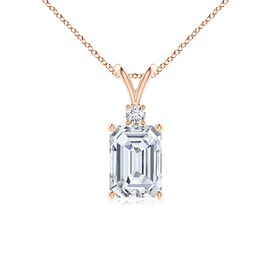 Emerald-Cut Lab-Grown Diamond Solitaire Pendant with Accent
